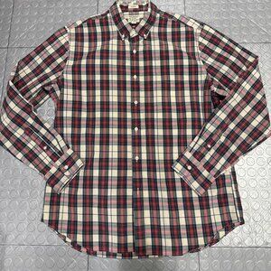 J Crew Classic Secret Wash Organic Cotton Stretch Button Down Shirt Plaid L
